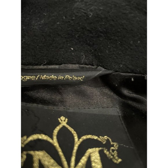 Mackage Womens Wool cashmere High Collar leather Trench Coat Black XS, no belt - Picture 16 of 16